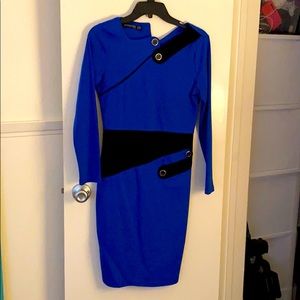 Blue and black button dress